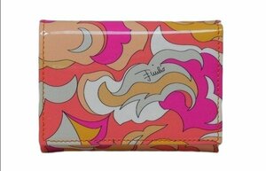  Emilio Pucci три складывать кошелек pop цветок orange многоцветный эмаль кожа 8RSM05 8R021 088 EMILIO PUCCI