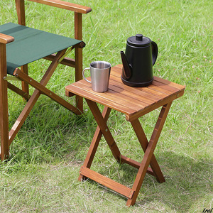 サイドテーブル おしゃれ 木製 折り畳み式 アカシア木材 屋外 ガーデン