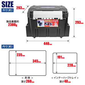 バケットマウス BM-5000 ブラック 440×293×293mm 20L 釣り用収納ハードボックスの画像4