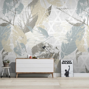 お得 カスタム 3D 壁紙 北欧 レトロ 植物 葉 モダン 幾何学的 寝室 リビングルーム ソファ テレビ 背景 壁画 壁装材 DIY 140××70㎝