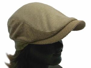 パイル切替えデザイン ハンチング ベージュカーキ　メンズ レディース 帽子