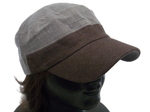コットン ワークキャップ 茶xグレー　切替えデザイン メンズ レディース 帽子