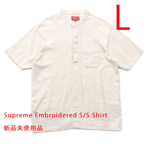 新品未使用品 Supreme Embroidered S/S Shirt [Lサイズ] OFF WHITE オフホワイト 生成り デッドストック品 レア Tan Beige