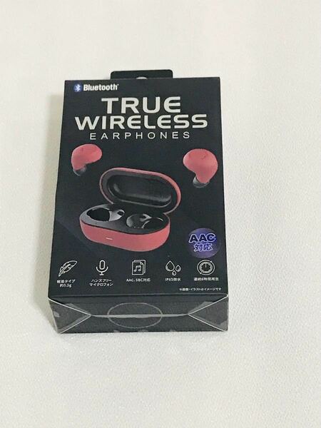 true wireless earphonesワイヤレスイヤホン赤　新品未使用Bluetoothイヤホン