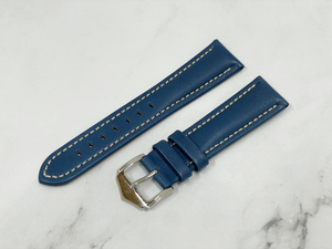 ラグ幅：21mm ブルー系 コードバン 本革 レザーベルト ハンドメイド 尾錠付き レザーバンド 腕時計ベルト LB101