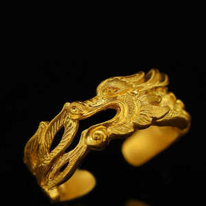 残り1点★新品★送料無料 ドラゴンデザイン 龍 フリーサイズリング ゴールド Gold Plated レディース アクセサリー 指輪 プレゼント