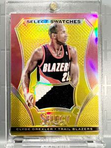 Gold Prizm /10枚限定 Patch 13 Panini Select Clyde Drexler クライド・ドレクスラー NBA ユニフォーム パッチ 優勝 10回 All-star 75th