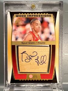 超絶レア直書/75枚限定 Floor Auto 04 UD Spud Webb NBA サイン スパッド・ウェブ Dunk王 Panini Hawks ホークス ユニフォーム 人気 170cm!