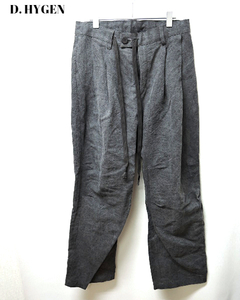 1 ¥46,200【D.HYGEN ST107-1022S Japanese Charcoal Dyed Washi×Linen Twill Wide Pants ディーハイゲン ツイルワイドパンツ リネン 麻】