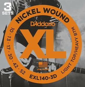 3セットパック D'Addario EXL140-3D Nickel Wound 010-052 ダダリオ エレキギター弦