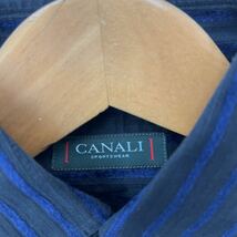 イタリア製 ☆ カナーリ CANALI ドレスシャツ 長袖 ボタンダウン シャツ ブラック ネイビー S こだわり生地感♪ クール 紳士スタイル■S327_画像5