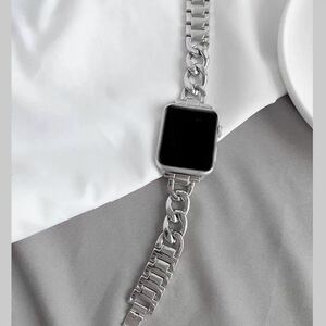 Apple Watch ベルト　チェーン　チェーンベルト　42mm/44mm シルバーカラー　お洒落　シンプルの商品画像