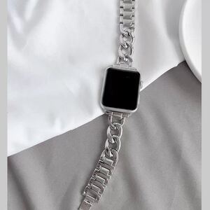 Apple Watch ベルト チェーン チェーンベルト 42mm/44mm シルバーカラー お洒落 シンプルの商品画像