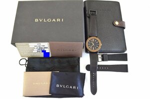 キングラム[fui] BVLGARI ブルガリブルガリ ソロテンポ 自動巻 102931 メンズ 腕時計 BB41SB デイト 黒文字盤 裏スケ ブロンズ