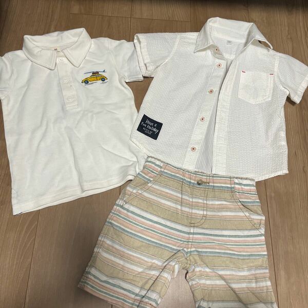 男の子　ポロシャツ　3枚組　セットアップ　新品　95サイズ　 ラルフローレン風 半袖 ハーフパンツ