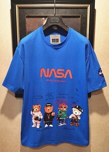 最高峰ポルトガル製※定価4万◆イタリア・ミラノ発*BOLINI&NASA*コラボ*高級セレブdesigner*豪華クマ*プリント・Tシャツ・46/M艶