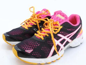ASICS アシックス ランニングシューズ スニーカー size24/黒xピンクx黄 ■■ ☆ chb0 レディース