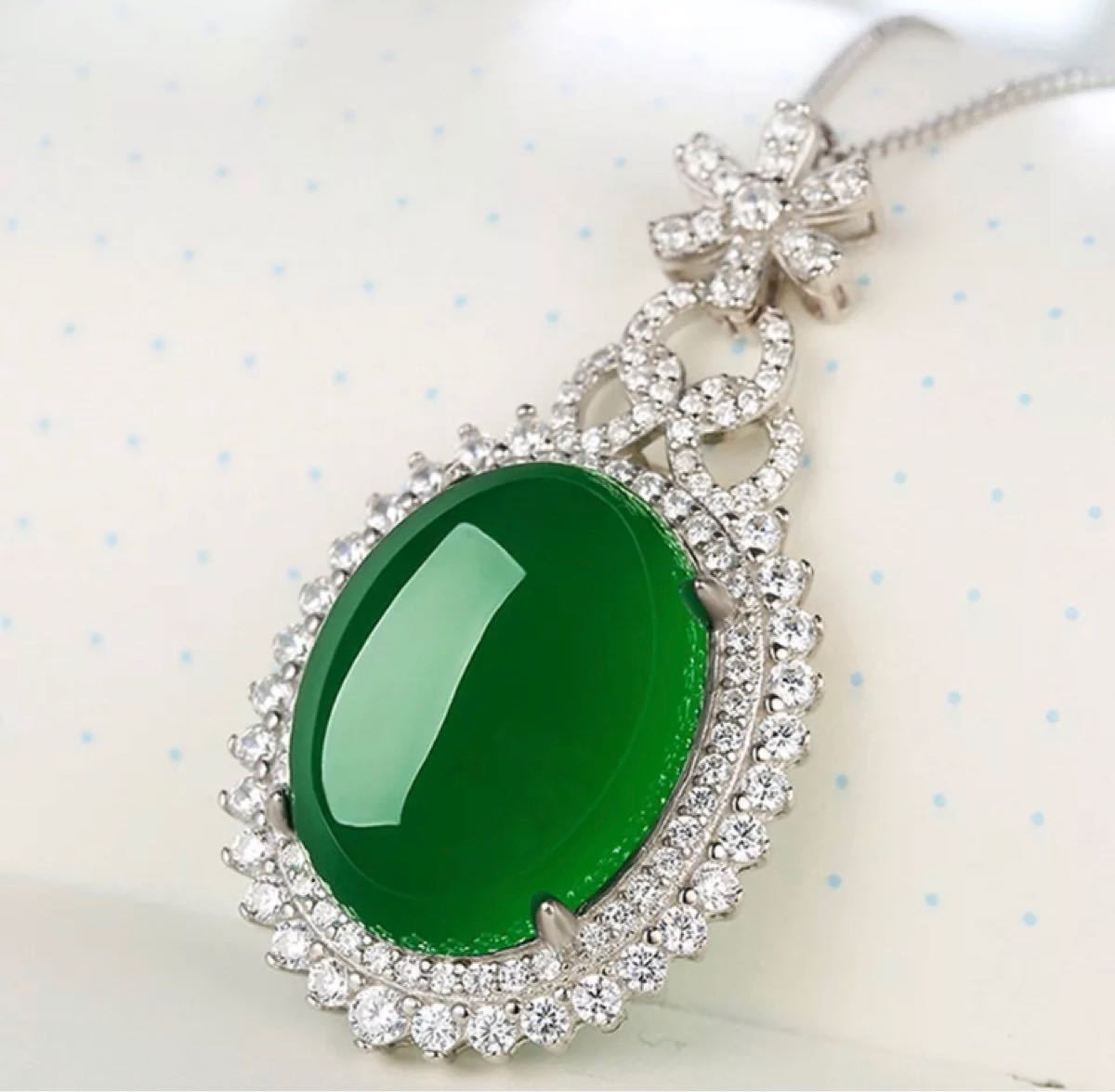 エメラルド ネックレス シルバー emerald necklace silver 6-12