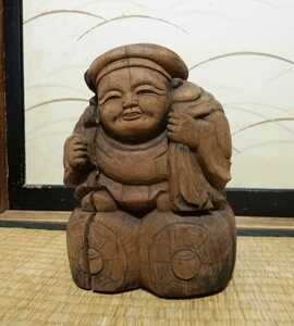 日本のアンティーク 仏像 木彫 彫刻 七福神 明治 旧家蔵出し 古民家 インテリア 天然木