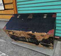 日本のアンティーク 革張り 木箱 トランク 収納ボックス ヴィンテージ 古民家 古道具 インテリア レザー_画像10