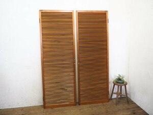 taF0055*[H178,5cm×W61,5cm]×2 sheets * pretty louver design. retro old wooden double doors * fittings wooden door armour door door interior retro Vintage L under 