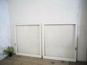 taF0034*(2)[H98,5cm×W87cm]×2 sheets * paint. peel off ..... glass. old tree frame sliding door * fittings wave glass door window glass retro Vintage K under 