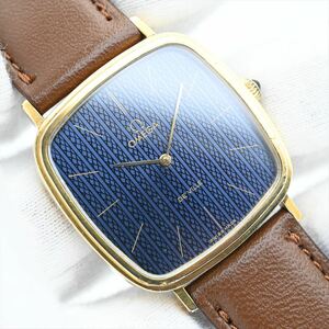 オメガ/OMEGA●デビル 1968年製 Cal.625 Ref.111.0118 手巻き メンズ腕時計 アンティーク/ビンテージ 青ブルー 角型 2針 変わり文字盤