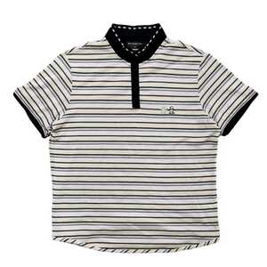 【ゴルフ】Munsingwear マンシングウェア グランドスラム 半袖シャツ レディース Mサイズ ボーダー 刺繍ロゴ