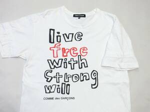 ★COMME des GARCONS コムデギャルソン　白で赤と黒のプリントが可愛い半袖Tシャツ M★