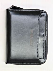 ラウンドファスナー財布、ウォレット メンズ財布 ショット財布、 、定期入れ付き ＊新品＊当日発送（黒色）