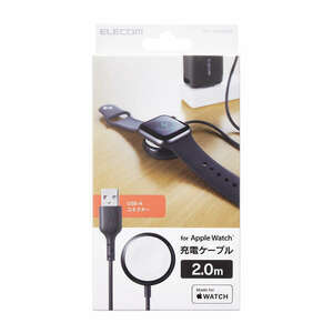 Apple Watchシリーズに対応した断線に強い高耐久Apple Watch磁気充電ケーブル USB-Aタイプ ケーブル長:2.0m : MPA-AWAS20BK