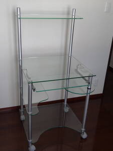 ニトリ ガラスPCラック ファブクリア 2008年頃発売 6221023 パソコンデスク PCデスク ガラス NITORI