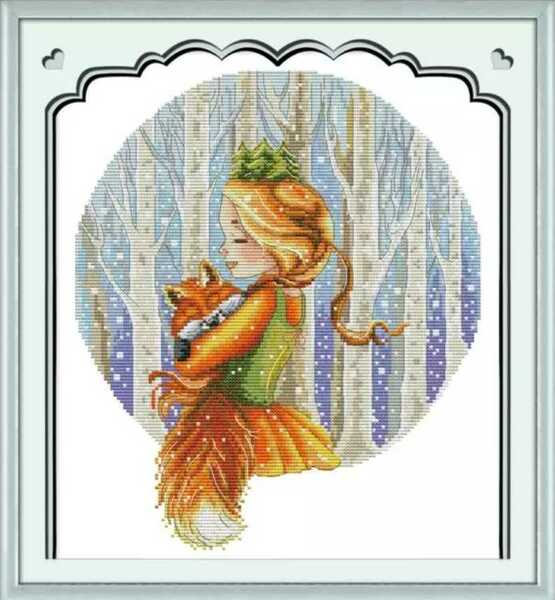 クロスステッチキット Forest Princess フォレストプリンセス 森の女王 33×37cm 14CT 図案印刷なし 刺繍