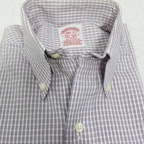 BROOKS BROTHERS MADISON 14 1/2 - 32 White-Violet Shirt.長袖mini-checksキングダム柄のTRADICIONAL fit ブルックスブラザーズ。の画像8