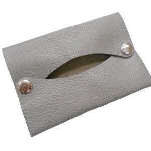  pocket tissue case cover | gray | plain original leather leather men's lady's 
