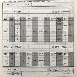 ◆◆◆ユーノス100 BG5PE/BG8PE 純正パーツカタログ 【改訂版】 93.01◆◆◆の画像3