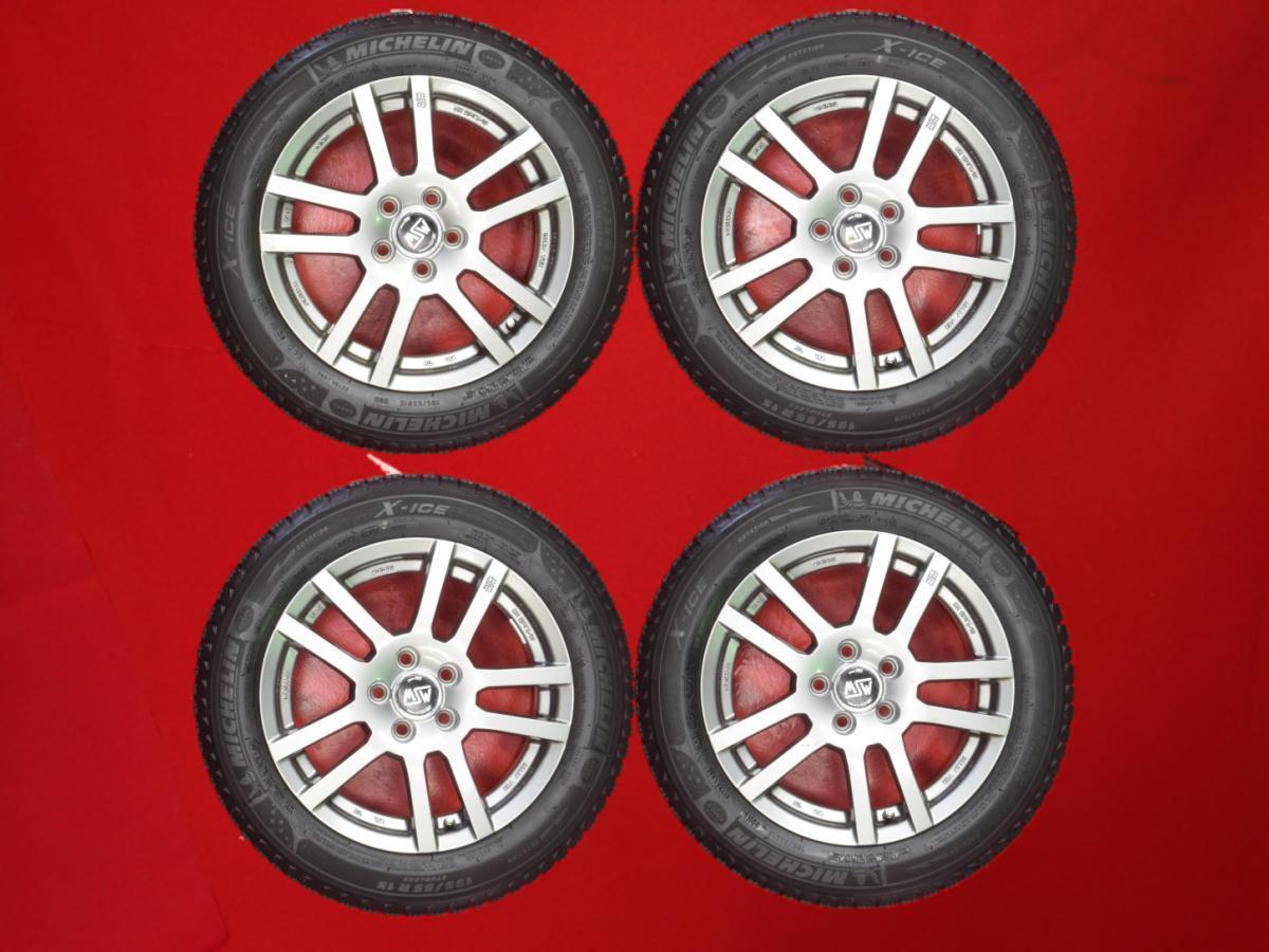 スタッドレス MSW22+ミシュランX-ICEXI3 195/55R15 9分山★ポロに!stwt15