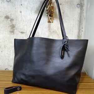 柔らかい 軽量 定番ブラック 肩がけ 男女兼用 シンプルトート 大口 大容量 オリジナル 本革 ハンドメイド レザーストラップ付