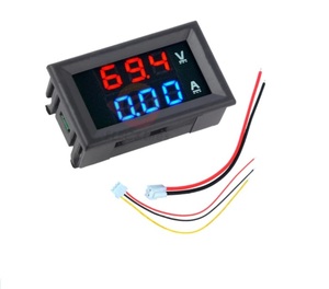送料120円~ パネル取付タイプ デジタルメーター 電圧計 電流計 DC 0-100V 10A 赤青LED