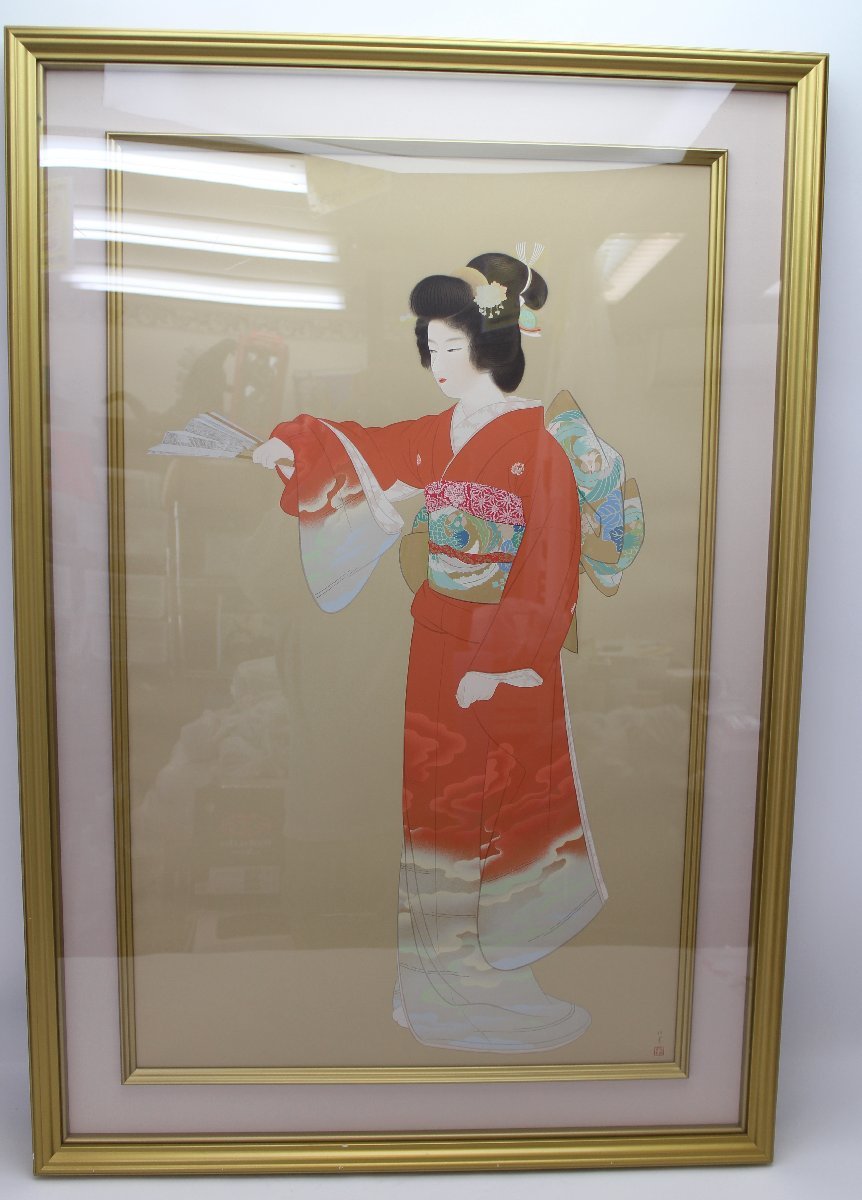 レア 女流画家最高峰 上村松園 序の舞 エディションHC 大型シルク作品 絵画 版画 星田版画工房 文化勲章受賞五十周年記念 没後五十年記念, 美術品, 版画, シルクスクリーン