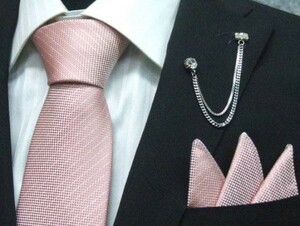 ネクタイ　結婚式　ポケットチーフ付　ピンク　シルク100%　日本製　ラメストライプ　フォーマルネクタイ　メール便可　ラメ入り