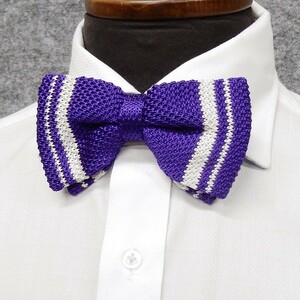  бабочка галстук фиолетовый / полоса шелк 100% трикотаж 6×12cm бабочка Thai bo- Thai почтовая доставка возможно CY02-PP