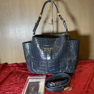  ultimate beautiful goods top class LETTHER JEWELS leather jewel z mat black ko crocodile real black kowani leather center taking .2WAY shoulder bag 