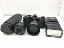 1円～ Canon AE-1/CANON ZOOM LENS FD 100-300mm 1:5.6 他 一眼レフカメラ レンズ フラッシュ まとめ ジャンク 中古【sw0804042】_画像1