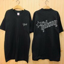 ◎良品！L 2枚セット！Gibson ギブソン◆半袖 Tシャツ グッズ ギター 音楽 大きめサイズ◆メンズ 黒◆C10770_画像1