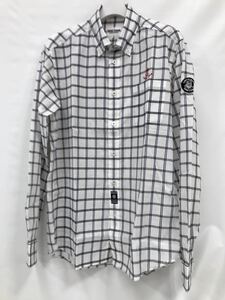 sinakoba long sleeve button down shirt white * navy check cotton * acrylic fiber * nylon unused goods 