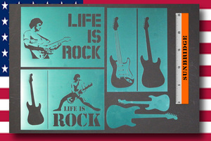 ★１３１★LIFE IS ROCK （ギター）ロック　ステンシルアート（ステンシルシート）