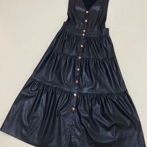 zara ザラ レザー風ワンピース 黒