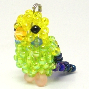 se regulation parakeet green opa- Lynn beads. small bird *3WAY strap / smartphone Jack / fastener charm atelier small bird shop san beads parakeet 