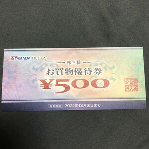 【送料無料】ヤマダ電機 株主優待 500円×1枚　2022/12月末まで有効